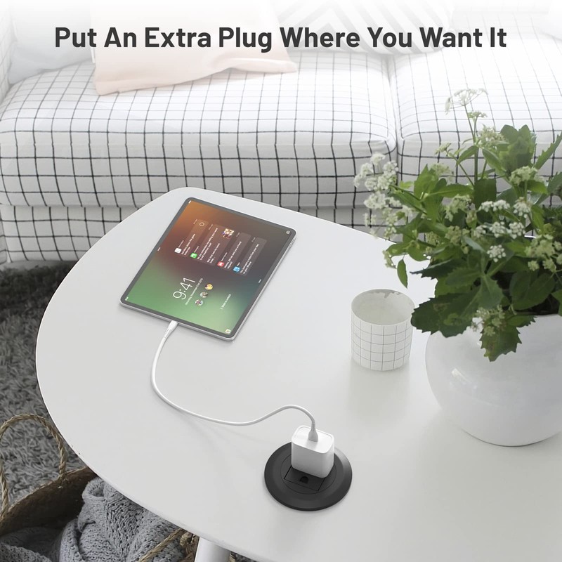 Mini Desktop Power Hub Grommet Socket, Flush-Mount Desk Outlet Build-in
