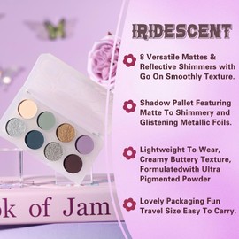 UCANBE Eyeshadow Makeup Palette, 8 Colors Shimmer Matte Glitter Metallic Green Violet Brown Blue Gold Eye Makeup Pallet, High Pigmented Eyes Shadow Travel Make Up Kit for Women & Teen, Beginner & Pros