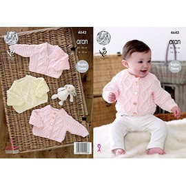 King Cole Baby Aran Knitting Pattern Raglan Sleeve Cable Detail Cardigans & Sweater (4643)
