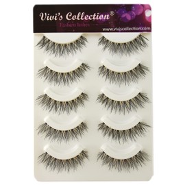 Vivis Eyelashes Natural Look Long Handmade False Lashes Fluffy Demi Wispies Fake Lash Reusable Multipack,5 PACK - V102