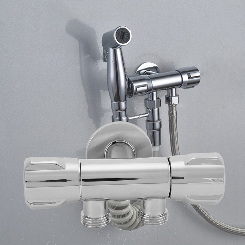 Copper Double Switch Outlet Angle Valve Toilet Bidet Shower Faucet