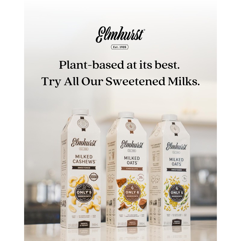 Elmhurst 1925 Sweetened Cashew Milk - 32 Ounce (Pack of