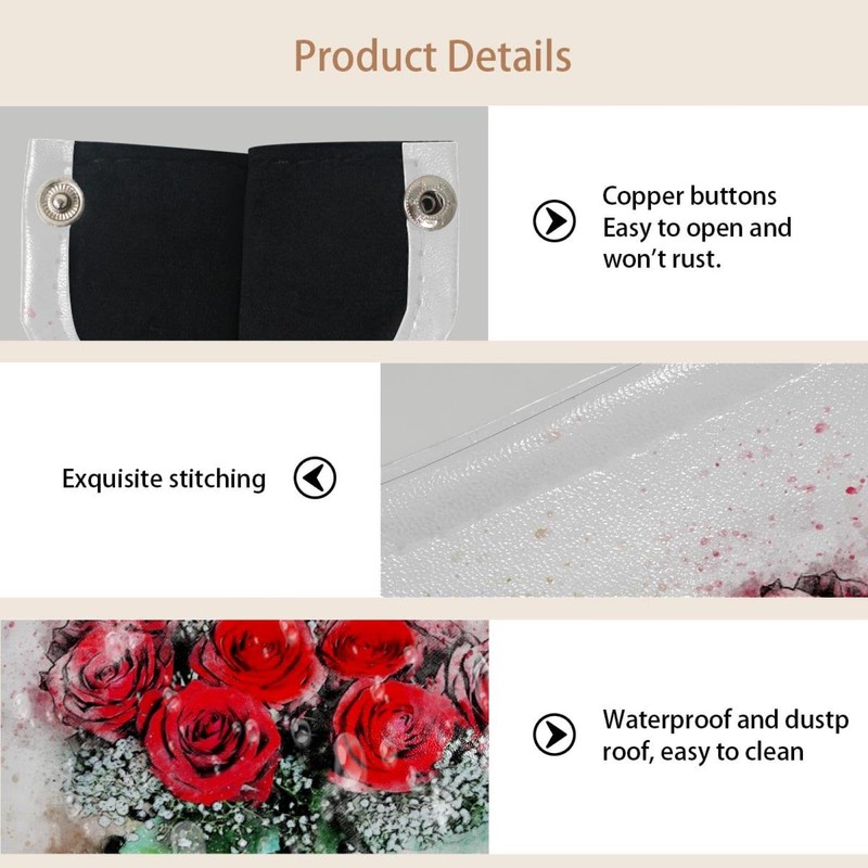 2 Pack Tissue Box Cover Holder, Flowers Roses Vase Bouquet