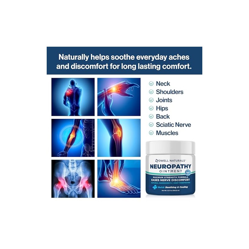 Owell Naturals Neuropathy Nerve Ointment for Feet, Fingers, Hands, Toes,