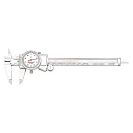 Starrett Dial Caliper with Adjustable Bezel and Fitted Case - White Face, 0-6" Range, -0.001" Accuracy, .001" Graduation - 3202-6