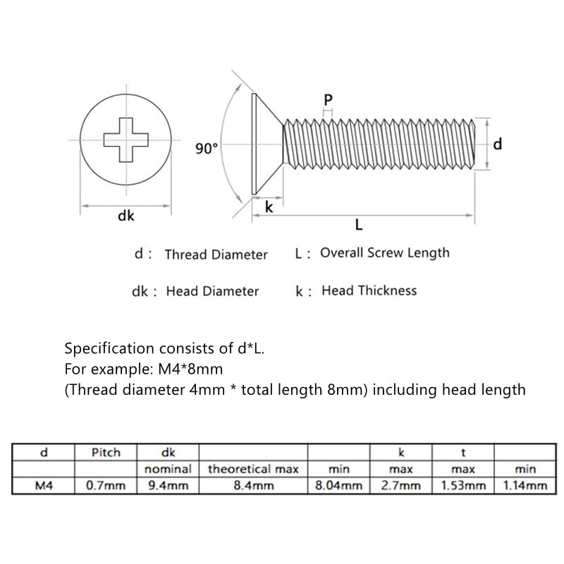 Kadimendium M4 Star Flat Head Screws Stainless Steel Countersunk Machine