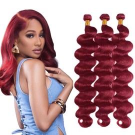 Vinmdonm 99J Human Hair Bundles Wine Red Body Wave 3 Bundles 12 14 16 inch Burgundy Bundle Human Hair Extensions for Women