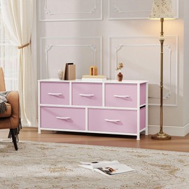 DWVO Dresser for Bedroom with 5 Drawers - Fabric Storage Tower, Long Fabric Dresser, Organizer Unit for Bedroom, Closet, Hallway