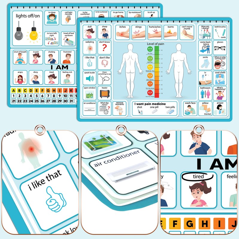 6 Pcs Communication Board for Nonverbal Adults Aphasia Colorful Picture