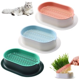 Tongdejing 3 Pcs Cat Grass Planter, Soilless Culture Cat Grass Planting Container Catnip Cat Grass Box Cat Grass Growing Kit Cat Grass Sprouting Trays for Indoor(3 pcs)
