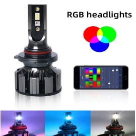 Zentico 9005 2 in 1 CSP Chip Auto LED Headlight+ RGB App Control Changing Colors