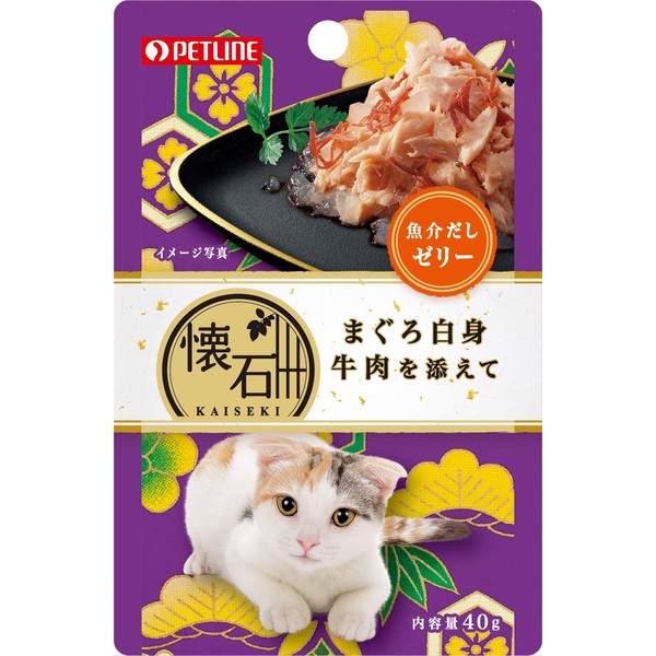 Pet Line Cat Food, Kaiseki Retort, Tuna White Meat, Seafood Jelly, Wet Pouch, 1.4 oz (40 g) x 12 Packs (Bulk Purchase)