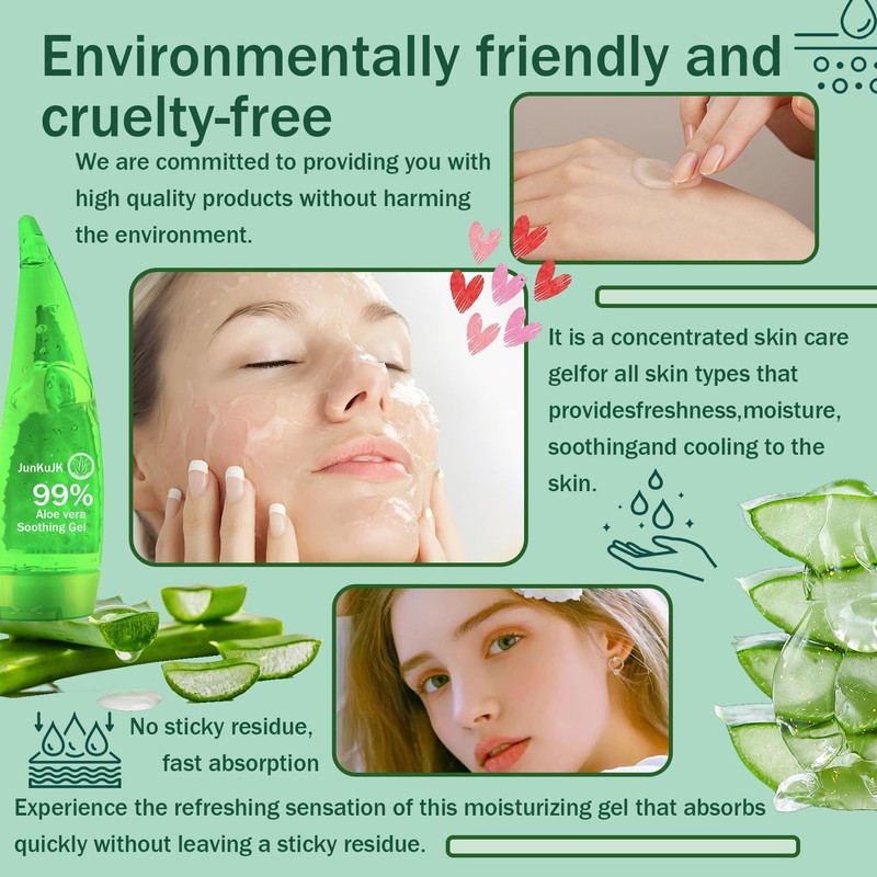 JunKuJK 99% Purity Aloe Vera Gel,260ml - Hydrating Aloe Vera