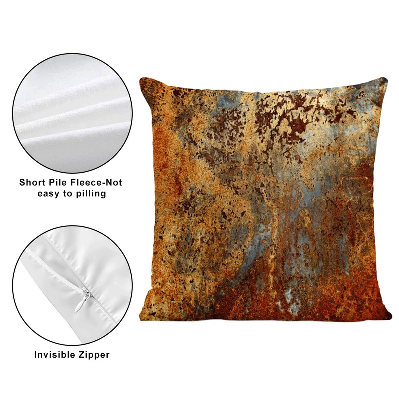 Set of 2 Double Sided Gold Brown Rust Metal Cushion