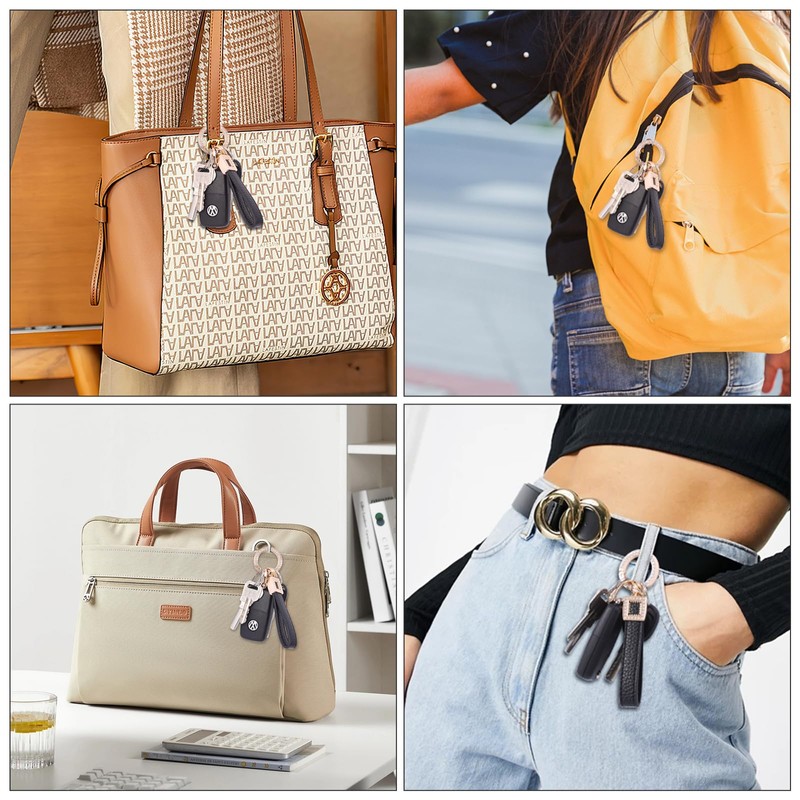 AMIR Microfiber Leather Wristlet Keychain, 2 Pack, Anti-Lost D Ring,