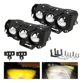 Par Faro Led Exploradoras Laser Lupa Estrobo Moto Auto 70w