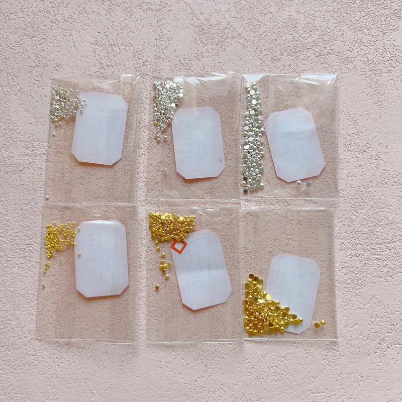 Nail Art Metal Stud Set, Gold & Silver Hemispherical Shape,