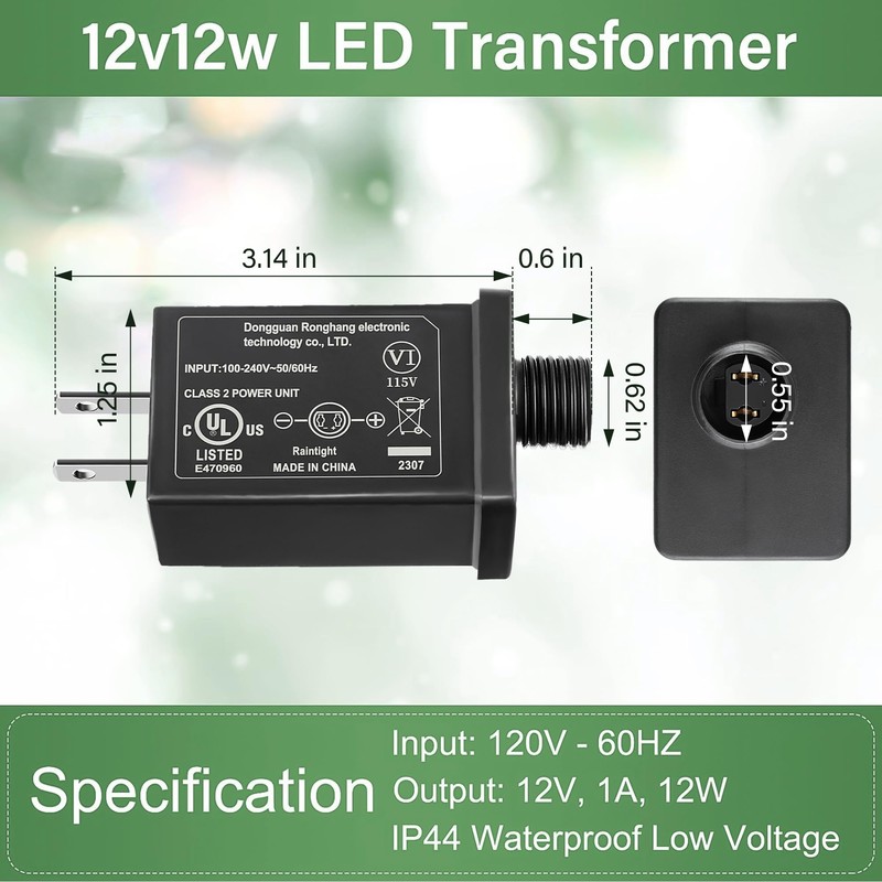 12V 12W 1.0A LED Transformer Replacement Class 2 Power Supply