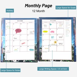 CAGIE 2026 Planner Weekly and Monthly (Jan. 26-Dec. 26), 12 Month Hourly Planner 8.5"x11", Large Daily Planner with Hourly Timeslot, Monthly Tab, Spiral Binding, Bookmark