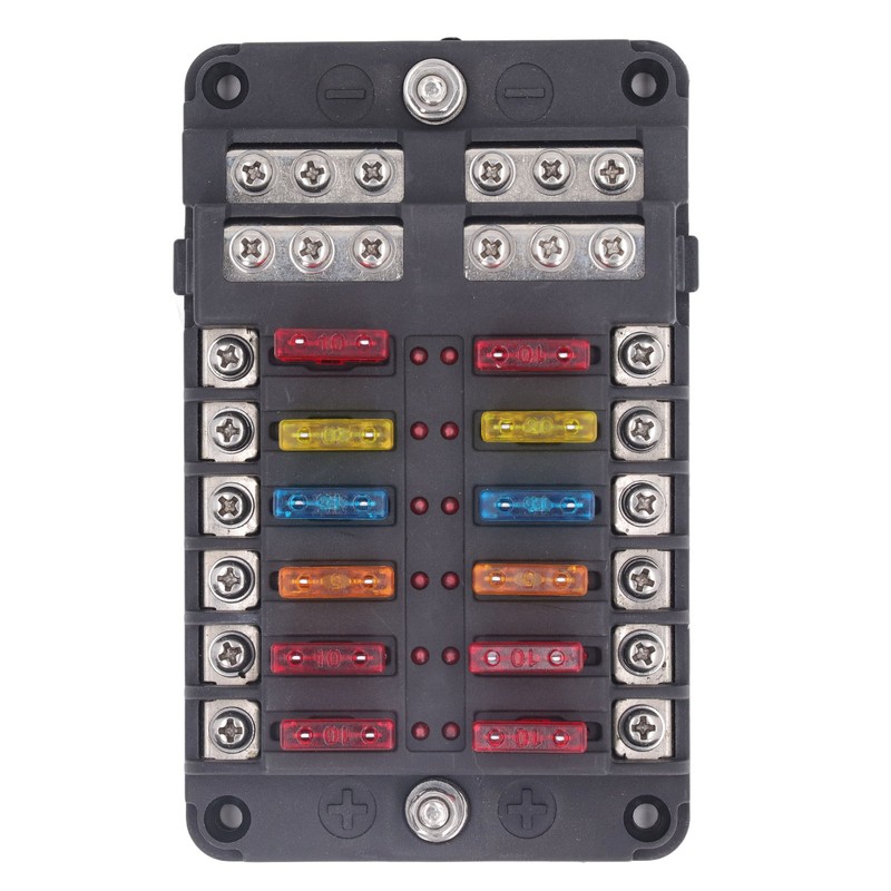 12 Way Fuse Box with LED Indicator DC12‑32V Waterproof Circuit