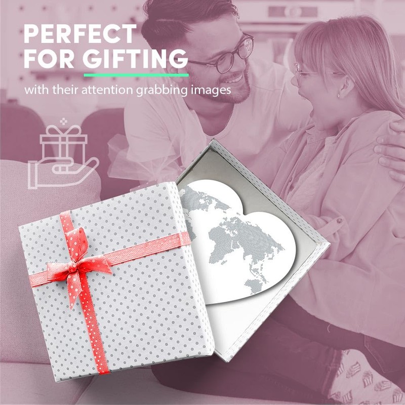 1x Heart MDF Magnet 6cm - World Map Dot Pattern