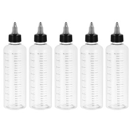 PATIKIL 8.5oz(250ml) Plastic Dispensing Bottle, 5Pcs Squeeze Graduated Empty Bottles with Black Twist Cap for Liquids, Inks, Oils, Sauces, Arts and Crafts, Transparent