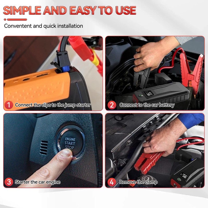 Unbranded 12V Car Jump Starter Smart Jumper Cable Connector Alligator
