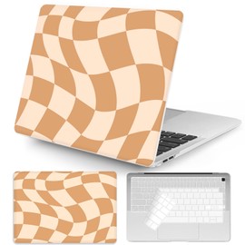 Seorsok Compatible with MacBook Air 13 Inch Case 2022 2021 2020-2018 Release A1932 A2179 M1 A2337 Touch ID,Exquisite Checkerboard Pattern Plastic Hard Shell Case with Keyboard Cover,Brown Grid
