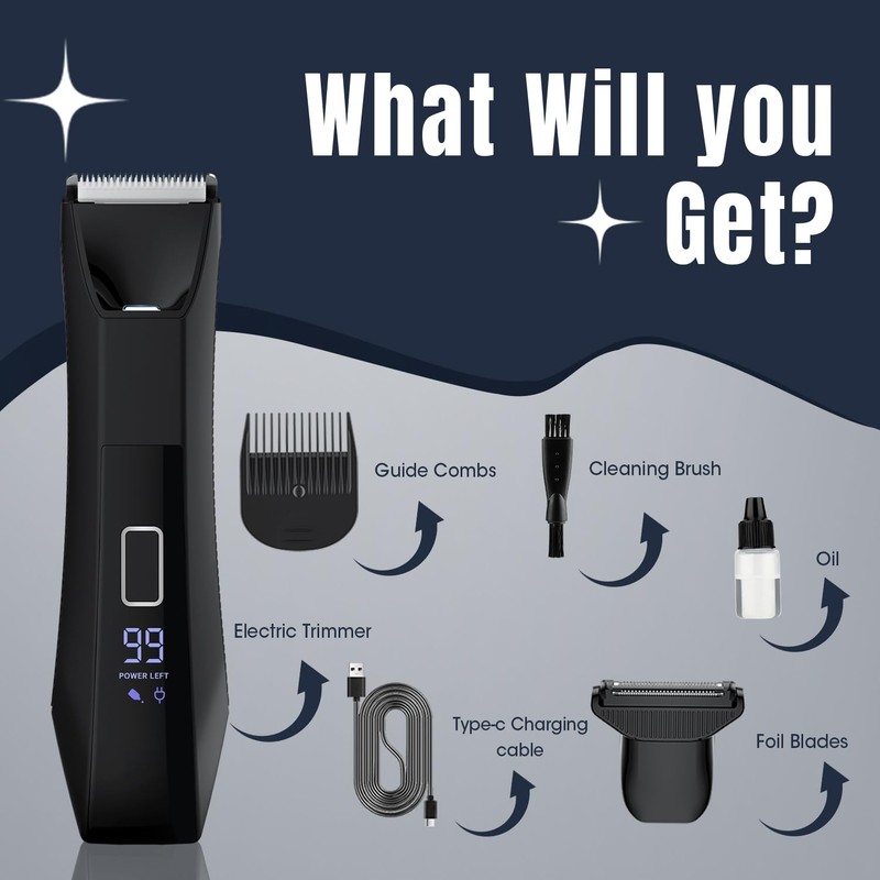 Zesuti 2-in-1 Manscape Trimmer for Men,Body & Groin Hair Trimmers