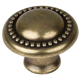 GlideRite 1.25" Antique Brass Round Beaded Cabinet Knobs