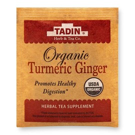 Tadin Organic Turmeric Ginger Herbal Tea. Immune System Booster. Digestive Health Supplement. Caffeine Free. 20 Teabags