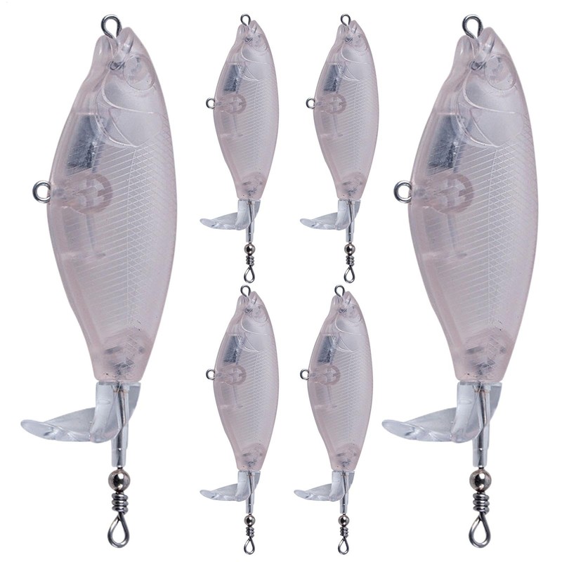 Unpainted Lures,6X Multi Jointed Rotating Tail Artificial Crankbaits with Eyes