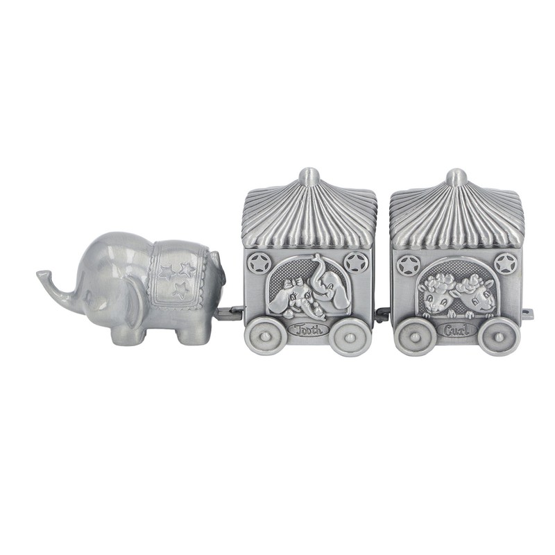 Baby Teeth Organizer Elephant Carriage Keepsake Box Metal Collection Container