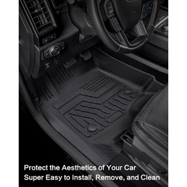 Drcarnow Floor Mats for Ford Expedition Max/Navigator L (8 Seats Only) 2024 2023 2022-2018, All-Weather Guard TPE Rubber Car Floor Liners, 3 Rows with Cargo Liner Full Set - 2nd Row Bench Seat Only