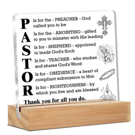 Pastor Thank You Gifts, Pastoral Gifts for Women Men, Appreciation Gifts for Church Leaders Preacher Pastor Clear Desk Decorative Sign Home Acrylic Decor