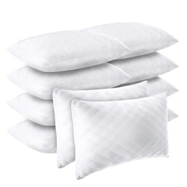 Diamond Elegant Bed Pillows for Sleeping Queen Size 10 Pack Pillow Inserts, Hotel Pillows for Side Back & Stomach Sleepers, 100% Cotton Cover, Hypoallergenic Microfiber Washable Pillows Set of 10