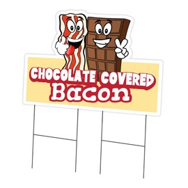 Chocolate Covered Bacon 2 24" x 36" Yard Sign & Stake | Advertise Your Business | Stake Included Image On Front Only | Made in The USA