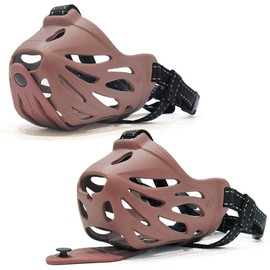 Petyouyou Basket Dog Muzzle for Large Dog to Stop Mouth Biting Baking Eating Rocks for Medium Sized Extra Small Puppy Cage Breed German Shepherd Frenchie (Brown,M,Snout 8.75"-9.75")