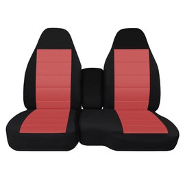 ESMING 60/40 Front Split Bench Seat Covers Fit for Chevy Colorado GMC Canyon 2004 2005 2006 2007 2008 2009 2010 2011 2012 with Console Armrest Truck Seat Cover-Red