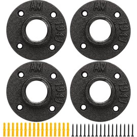 HomiShare Floor Flange 2" Pipe Flange 4Pcs Industrial Malleable Iron Pipe Fittings with 4 Threaded Holes, Industrial Vintage Style Floor Flange for DIY Industrial/Home Decoration(4 Pack, 2")