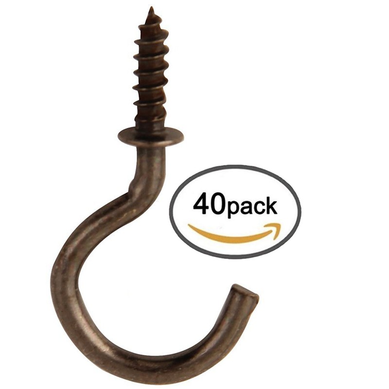 7/8 Inches Antique Brass Plated Ceiling Screw Hooks Bronze for
