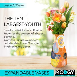 MODGY Expandable Flower Vase Plastic Decorative Modern Window Wall Decor Vases for Flowers, Kitchen, Living Room, Bathroom, Office, 1 Per Sleeve, Hilma af Klint