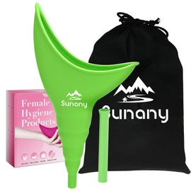 Sunany Female Urinal, Female Urinal with Silicone Funnel, Portable for Standing Female, Reusable Urinal for Female Toilet, Women's Urinal is The Perfect Companion for Indoor Use (Green)