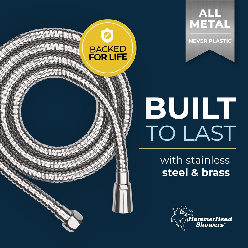 HammerHead Showers® ALL METAL 9 ft Shower Hose - CHROME