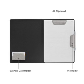 LHiDS Creative Magnetic Business Portfolio Resume Padfolio Organizer, A4 Folder with Clipboard, Paper Clip, Writing Pad, Card Holder, Magnetic Closure for Interview, School and More, Grey