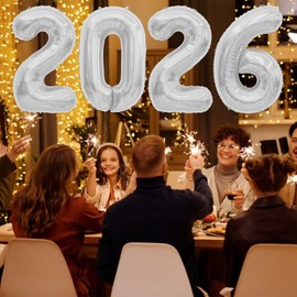 2026 Balloons Silver, 2026 Foil Number Balloons, 40 inch 2026 Balloons New Year, Large 2026 Mylar Balloons for 2026 New Years Eve Party Supplies Festival Birthday Anniversary Graduation Decorations