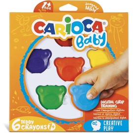 CARIOCA Teddy Wax Crayons - 6 Colours - 42956