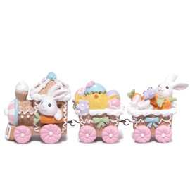 Hodao Easter Train Figurine Handcrafted Bunny and Chick Decoration Adorable Carrot and Easter Egg Theme Home Tabletop Holiday Décor Perfect Spring Gift