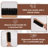 2pcs Slick Back Hair Brushes, Soft Boar Bristle Brush Wood