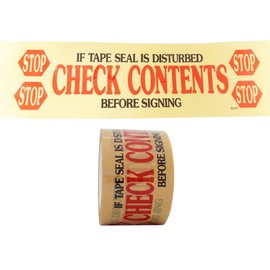 T.R.U. PP20S-C Pre-Printed Clear Carton Sealing Tape with Red and Black Lettering -"Stop/Check Contents" Acrylic Water Based Adhesive, 3 in. x 110 yds in Length, 2mil (Pack of 1)